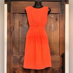 J. Crew Bright Orange Textured Midi Dress